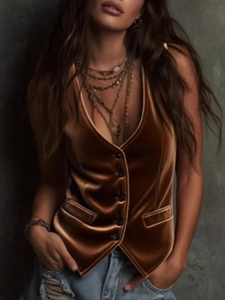 Cardydony Women's Sexy Button-up Tank Top