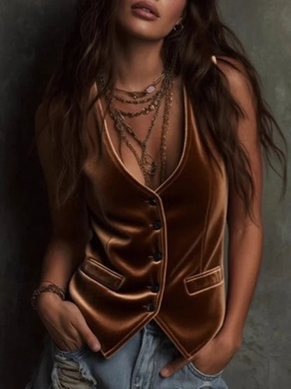 Cardydony Women's Sexy Button-up Tank Top