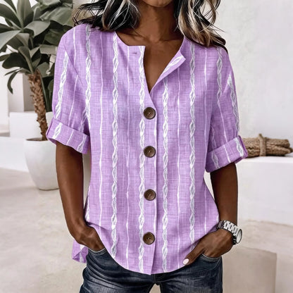 Cardydony Women's Striped Art Pattern Casual Shirt