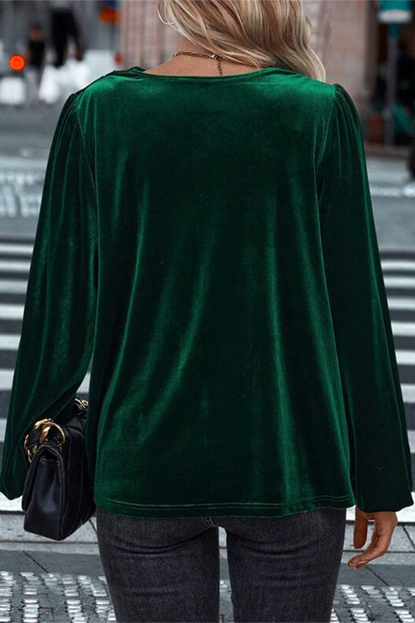 Cardydony Women's Fashionable Velvet Long-sleeved Loose Casual Top