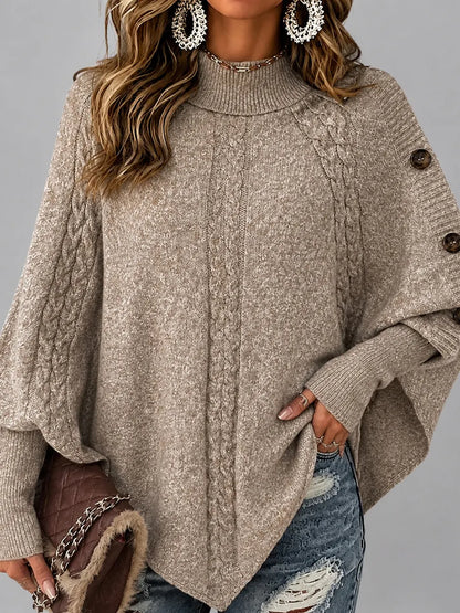 Cardydony Women's Solid Color Batwing Sleeve Knit Cape Sweater