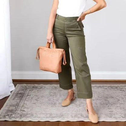 Cardydony Stretch Twill Cropped Wide Leg Pant