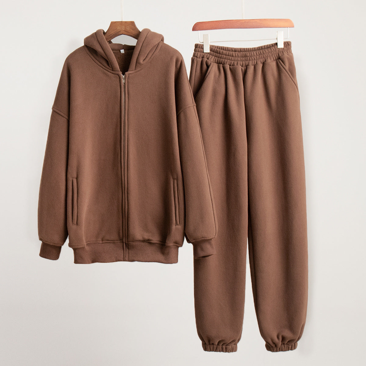 Cardydony Women's Oversized Cotton Blend Zip-Up Tracksuit Set