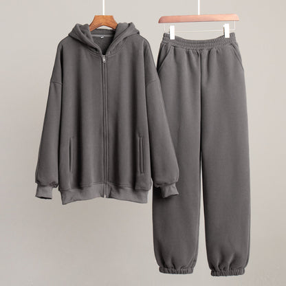 Cardydony Women's Oversized Cotton Blend Zip-Up Tracksuit Set