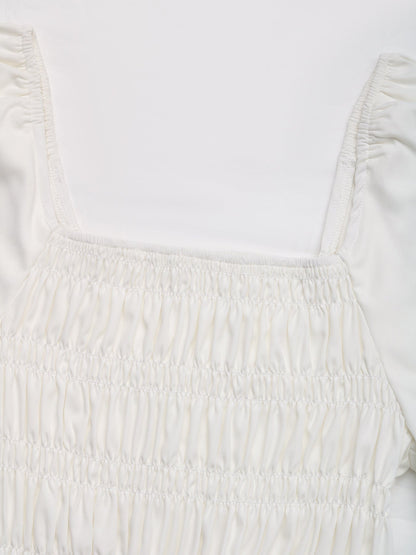 Cardydony Women's Women's Smocked Peplum Blouse | Puff Sleeve Embroidered Top