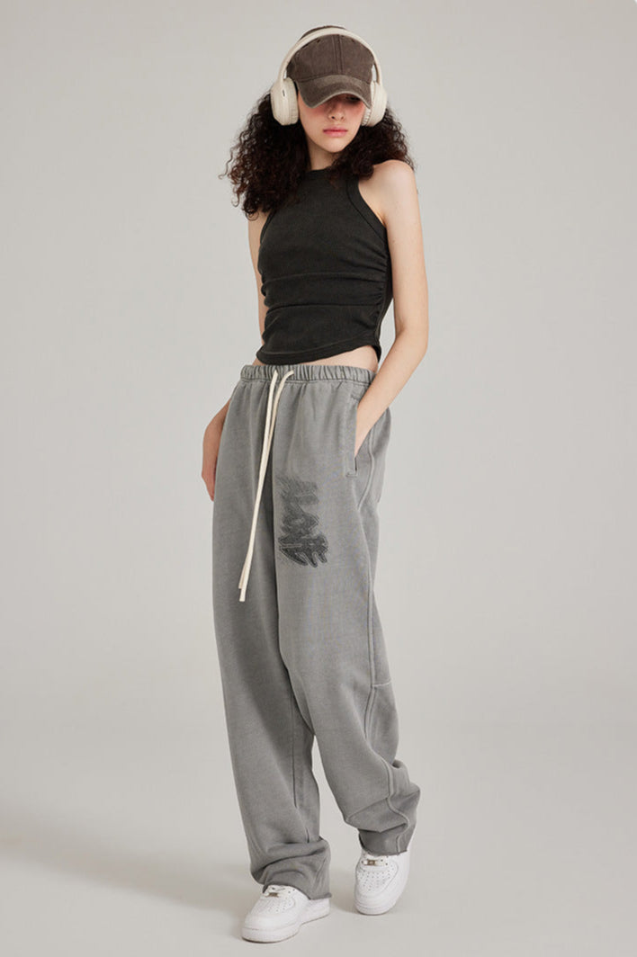 Cardydony Women's Washed Effect Wide-Leg Pants