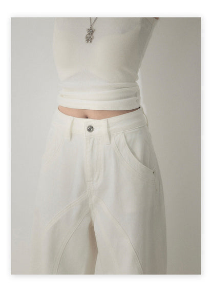 Cardydony Women's White Wide Leg Jeans for Women | High Waist Sandwashed Denim Pants Y2K Minimalist