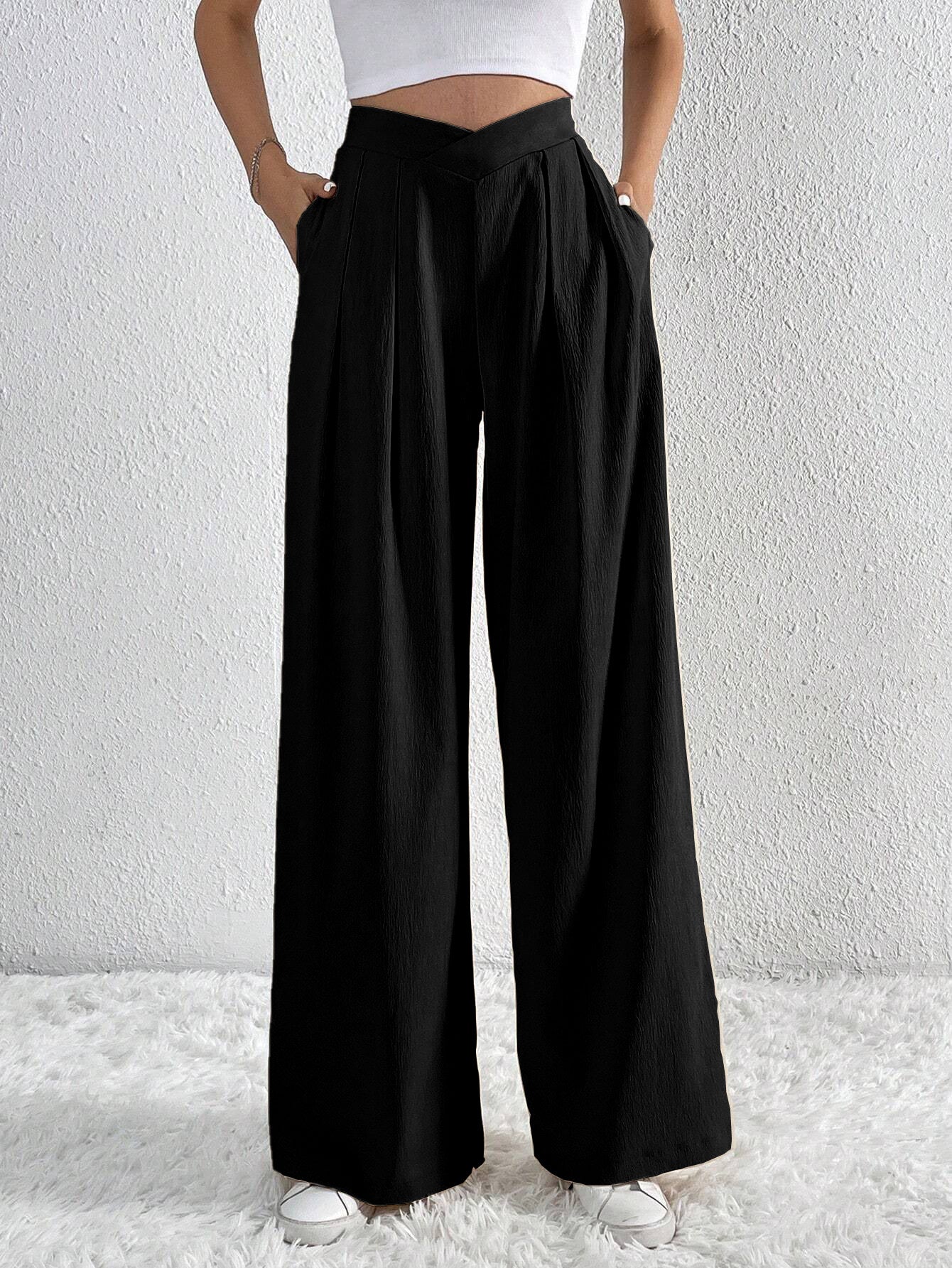 Cardydony Women's Pleated Wide Leg Trousers | High Waist Work Pants