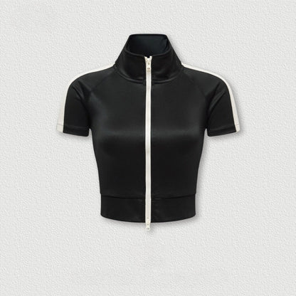 Cardydony Women's Zip-Up Crop Top | Y2K Athletic Style
