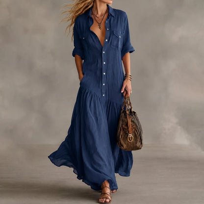 Cardydony Vacation  Loose  Long Shirt Dress Maxi Dress