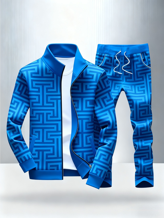 Cardydony Men's Velour Track Sets Status Print Warm Up Suits