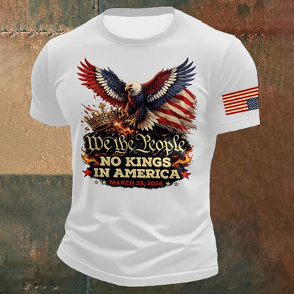 Cardydony Men's Retro We The People No Kings In America March 28 2026 Print T-shirt
