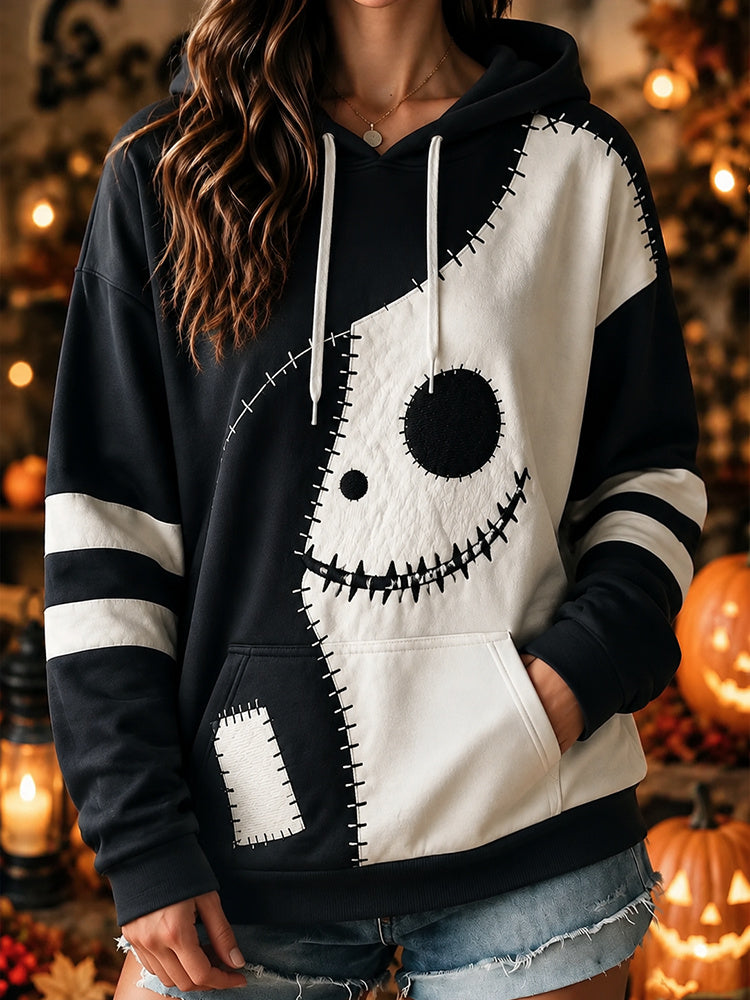 Cardydony Women's Halloween Pumpkin Face Art Printed Design Hoodie