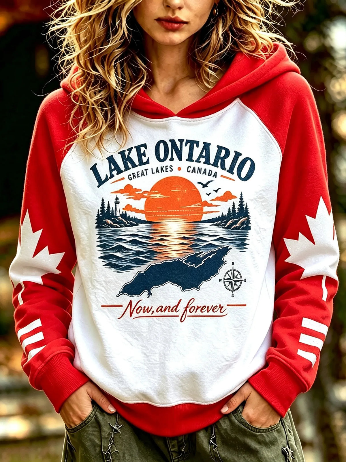 Cardydony Women's Lake Ontario Print Hoodie