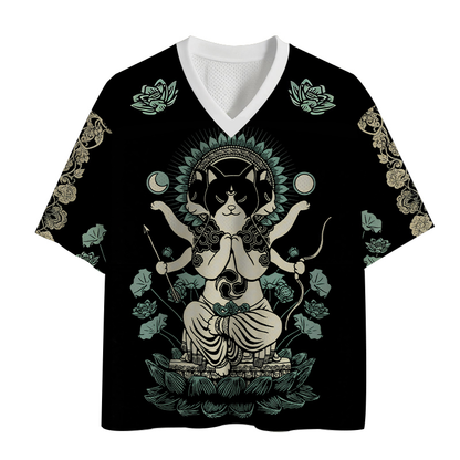 Cardydony Men's Cat Deity Lotus Mesh Jersey
