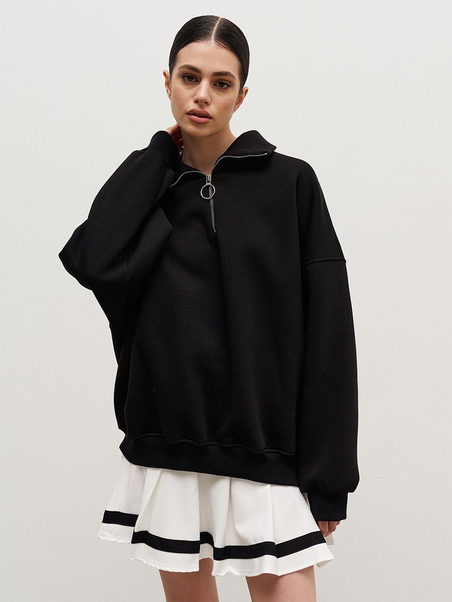 Cardydony Women's Half-Zip Cotton Blend Oversized Sweatshirt