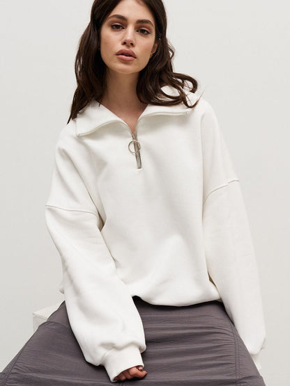 Cardydony Women's Half-Zip Cotton Blend Oversized Sweatshirt