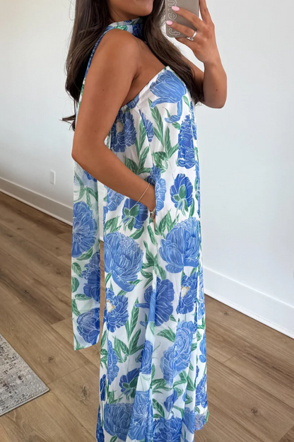 Cardydony Women's Floral Print Sleeveless Off-shoulder Loose Casual Maxi Dress