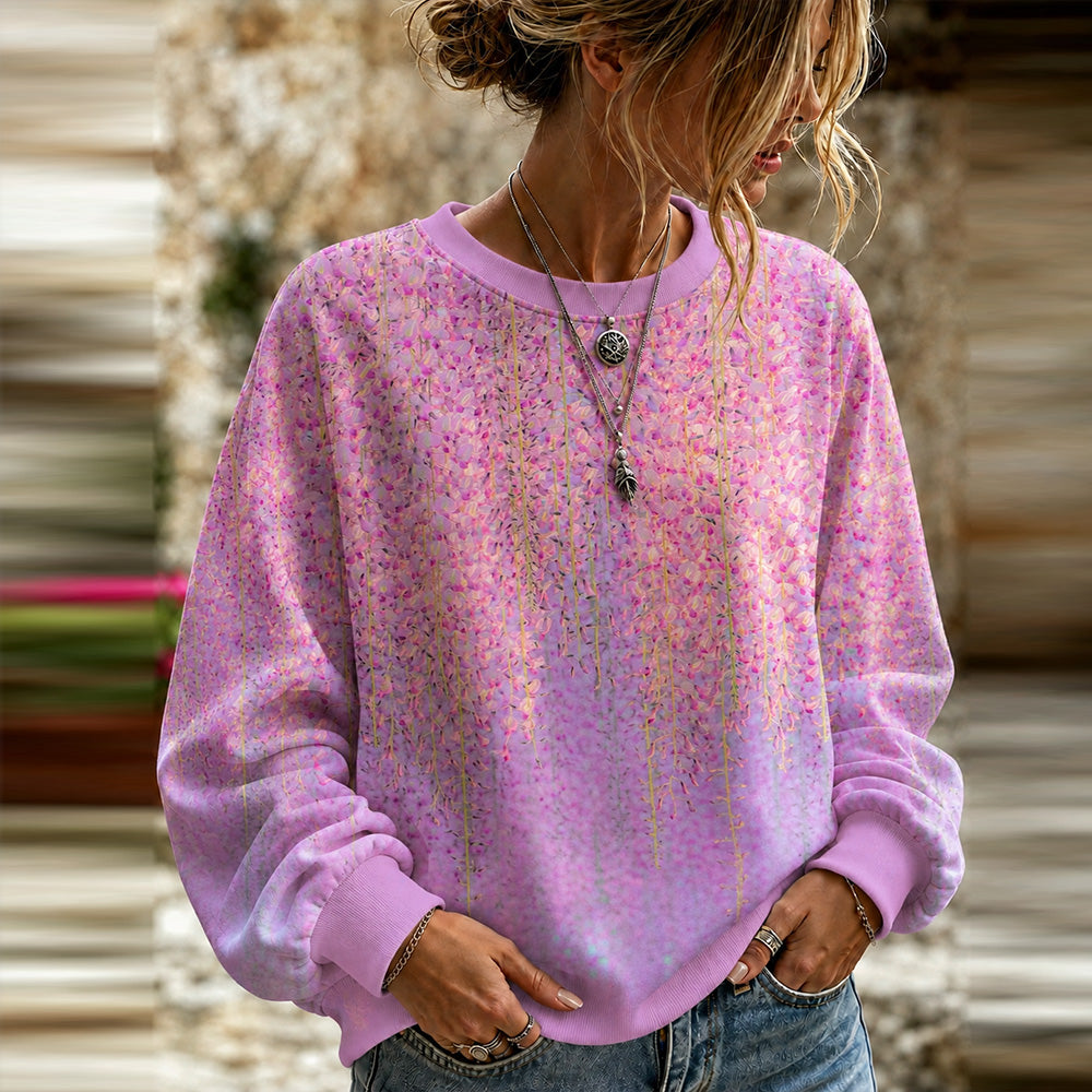 Cardydony Women's Vintage Fresh Vine Art Print Casual Long Sleeve Sweatshirt