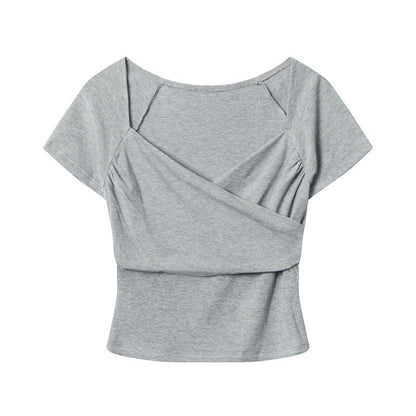 Cardydony Women's Elegant Wrap-Style V-Neck Crop Top