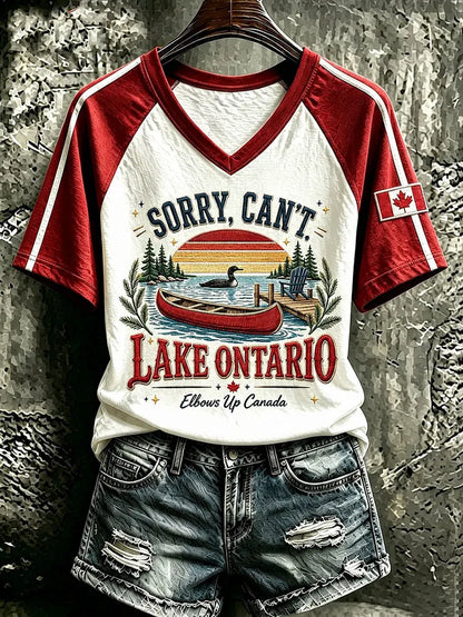 Cardydony Women's Lake Ontario Printed Casual T-shirt