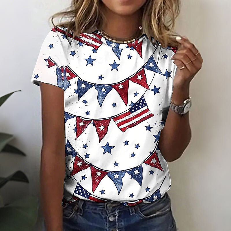 Cardydony Women's Retro American 250th Anniversary Round Neck T Shirt
