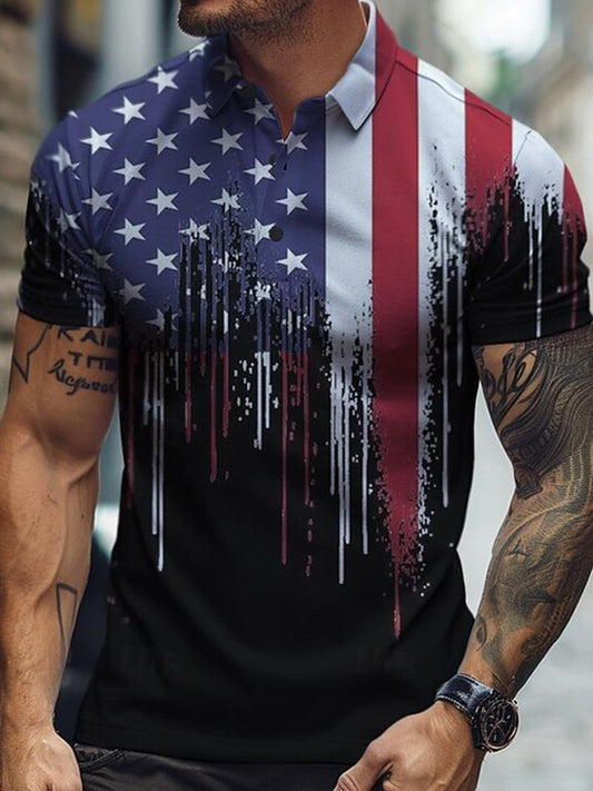 Cardydony Men's Casual America's 250th Anniversary Print Polo Shirt