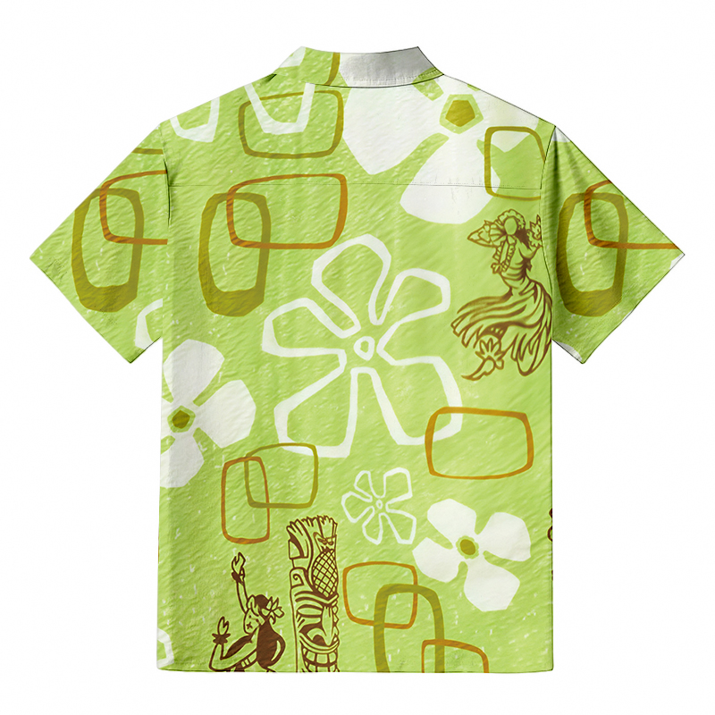 Cardydony Hula Girl Green Button-up Shirt