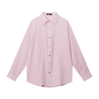 Cardydony Women's Relaxed Fit Oversized Striped Button-Up Shirt with Classic Charm