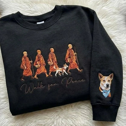 Cardydony Walk For Peace Monks With Aloka Dog Comfy Sweatshirt