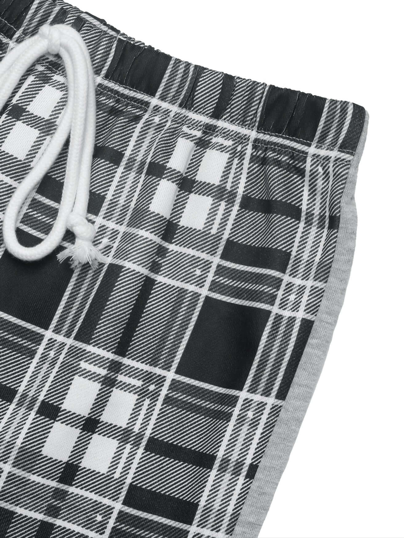 Cardydony Women's Plaid Wide-Leg Lounge Pants | Drawstring High-Waist