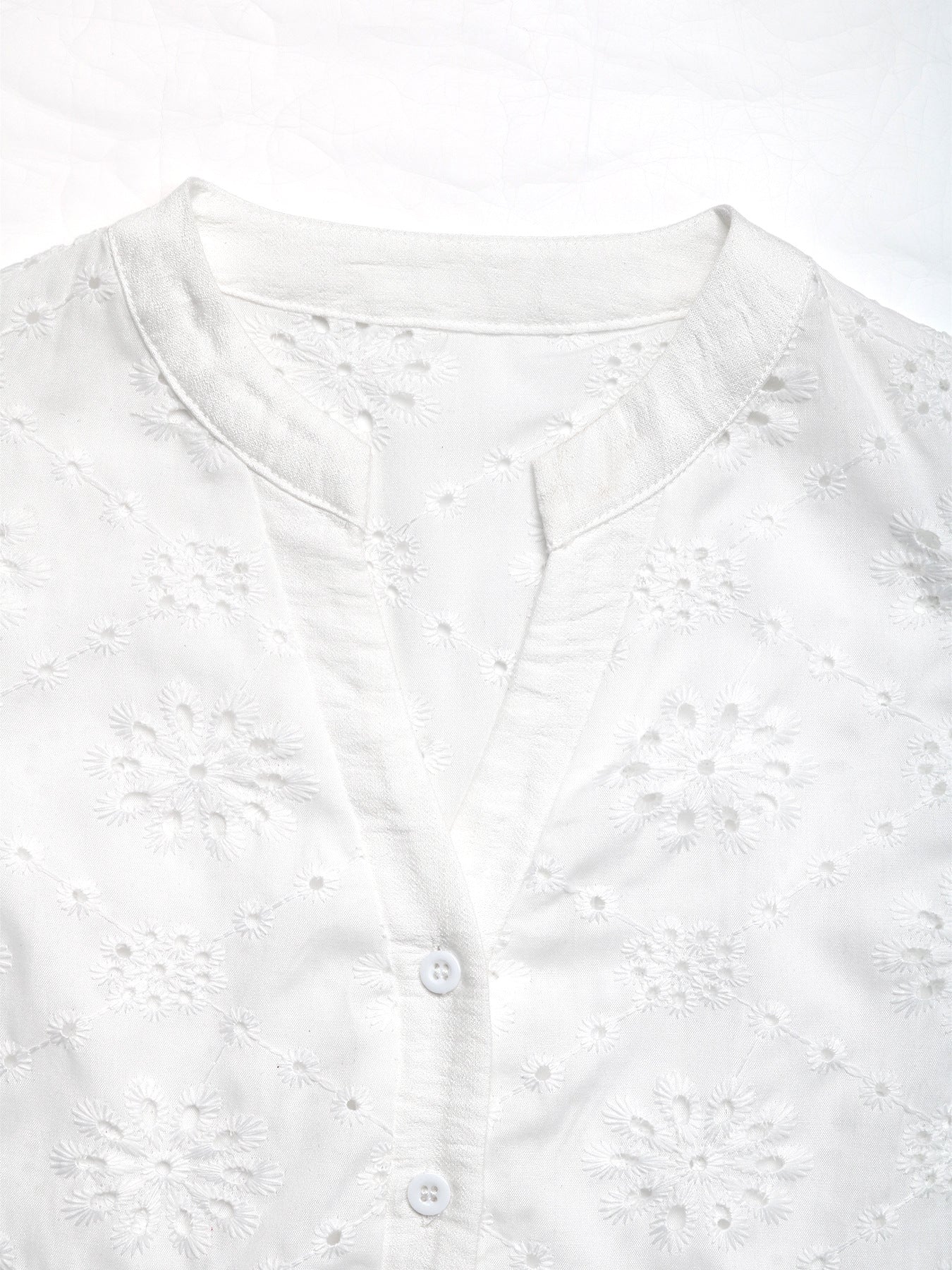 Cardydony Women's Eyelet Ruffle Sleeve Blouse | V-Neck Button Front Top