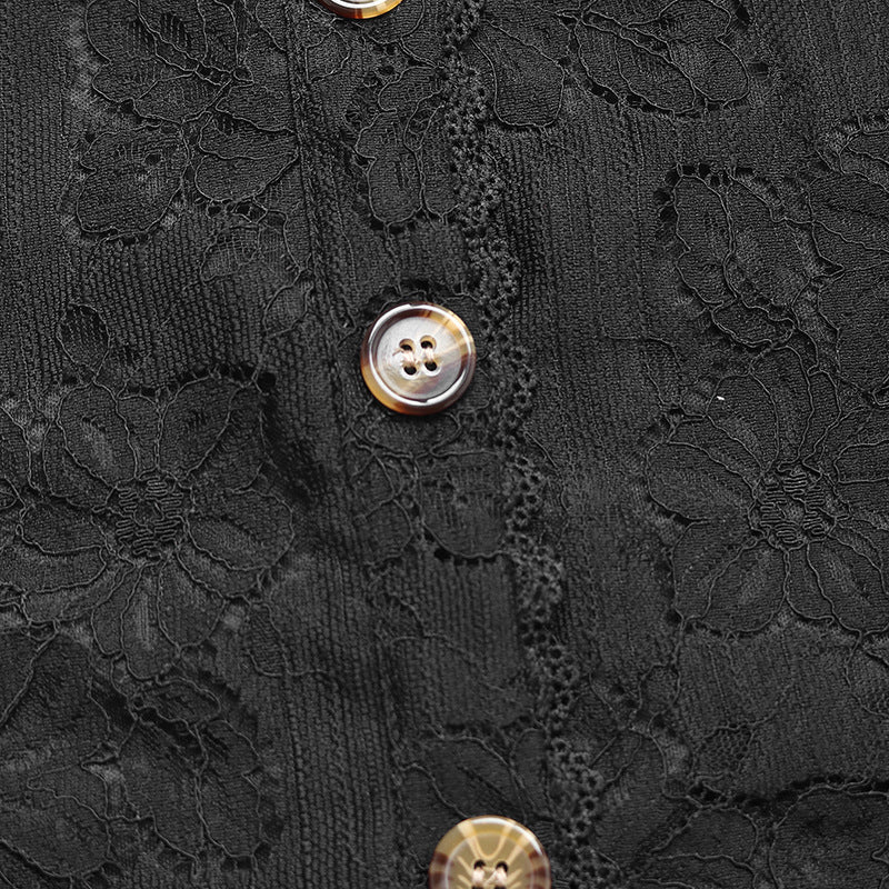 Cardydony Women's Women's Lace Button Blouse | Short Sleeve V-Neck Top