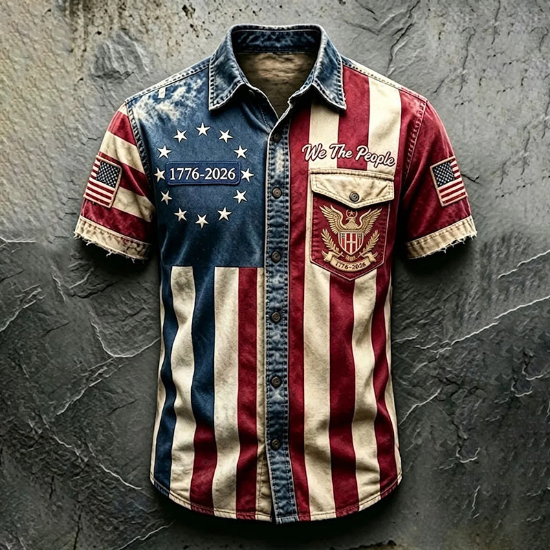 Cardydony Men's Anniversary National Print Shirt
