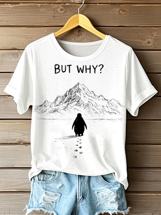 Cardydony Lonely Nihilistic Penguin Graffiti T-shirt Short Sleeve
