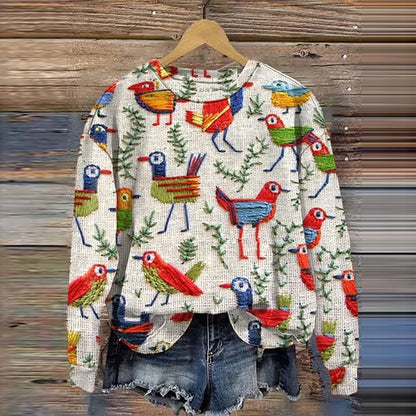 Cardydony Birds Boho Embroidery Art Print Sweatshirt