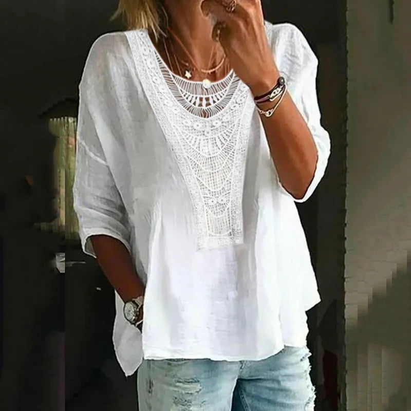 Cardydony Casual Lace Stitching T-Shirt