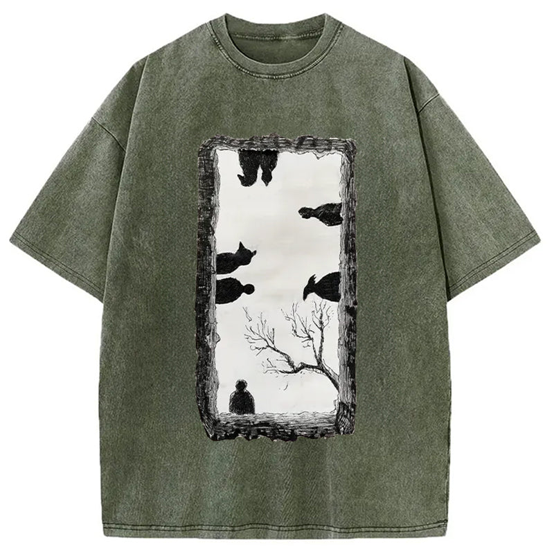 Cardydony Cats Watching You Washed T-shirt