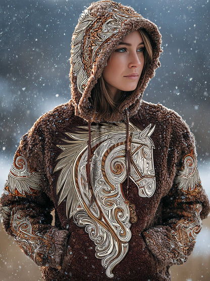Cardydony Celtic Knot & Horse Totem Design Women's Hooded Sweatshirt