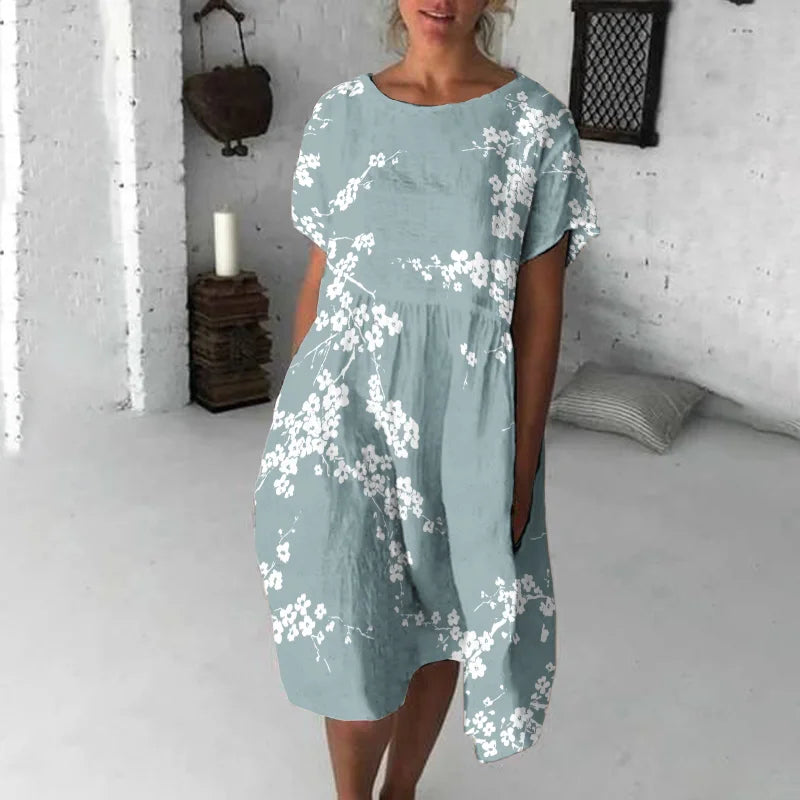 Cardydony Cherry Blossom Japanese Flowy Midi Dress