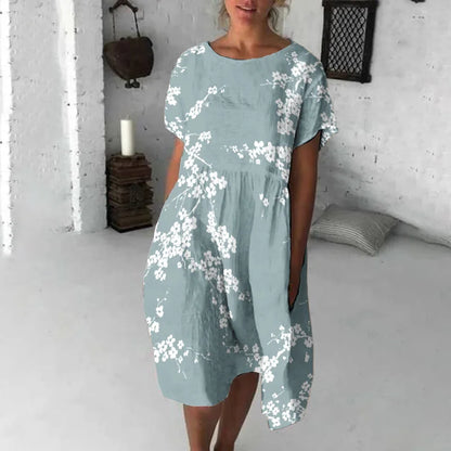 Cardydony Cherry Blossom Japanese Flowy Midi Dress