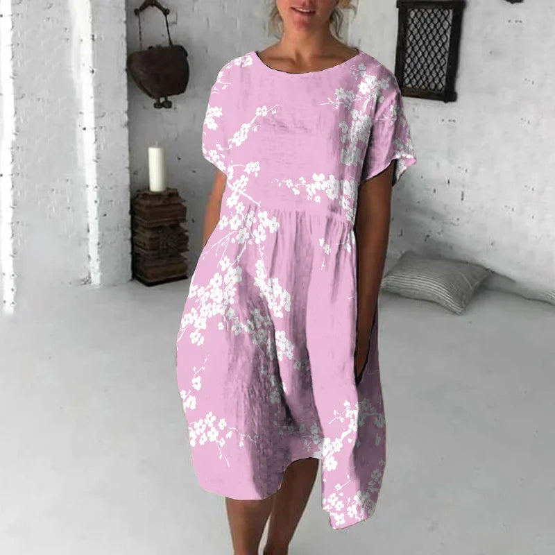 Cardydony Cherry Blossom Japanese Flowy Midi Dress