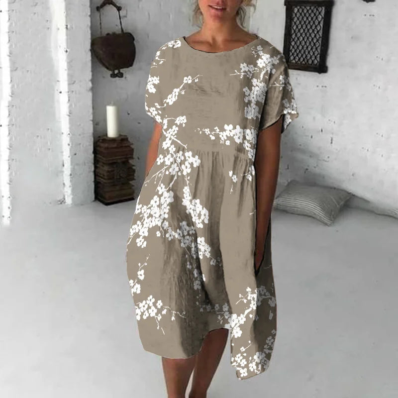 Cardydony Cherry Blossom Japanese Flowy Midi Dress