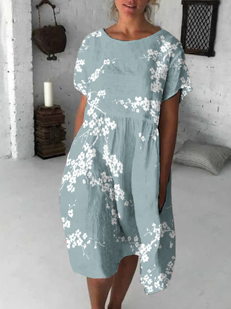 Cardydony Cherry Blossom Japanese Flowy Midi Dress