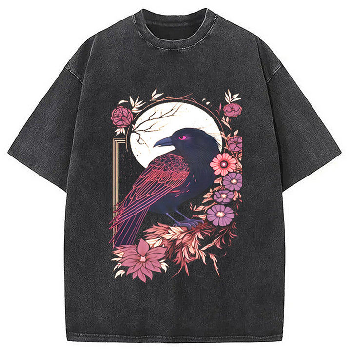 Cardydony Goth Raven Moon Washed T-shirt