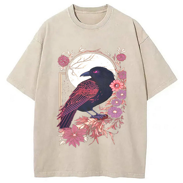 Cardydony Goth Raven Moon Washed T-shirt