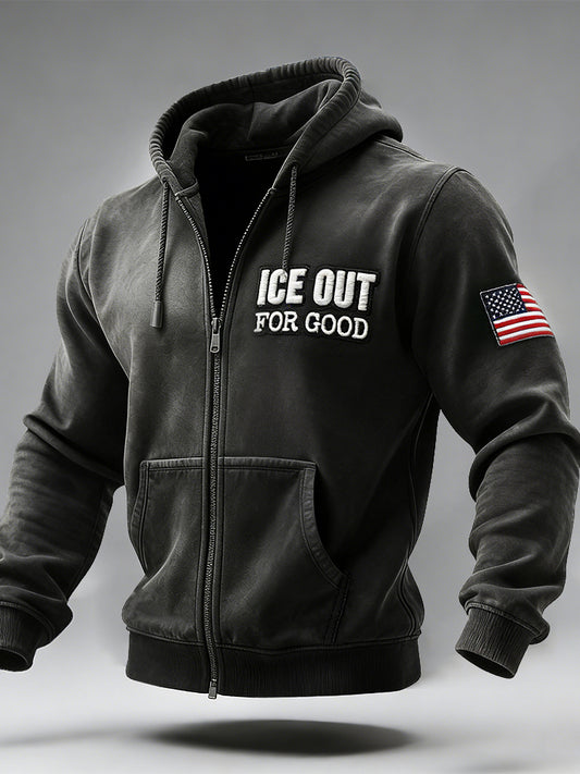 Cardydony Ice Out For Good American Flag Full Zip Hoodie