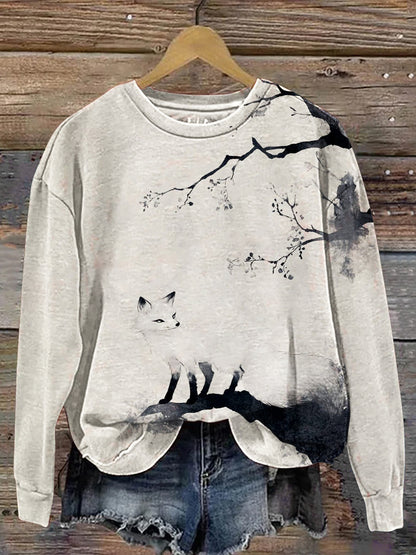 Cardydony Japanese Fox Art Pattern Women's Casual Sweatshirt