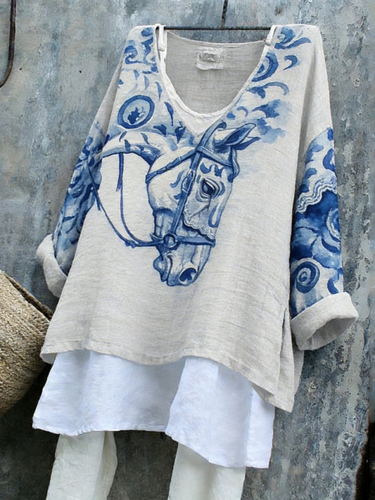 Cardydony Japanese Style Women's V-neck Long-sleeve Top