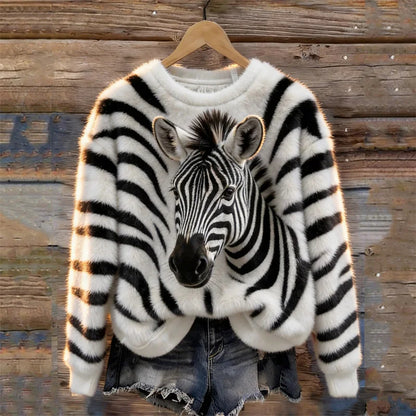 Cardydony Lovely Zebra & Zebra Pattern Cozy Plush Sweatshirt